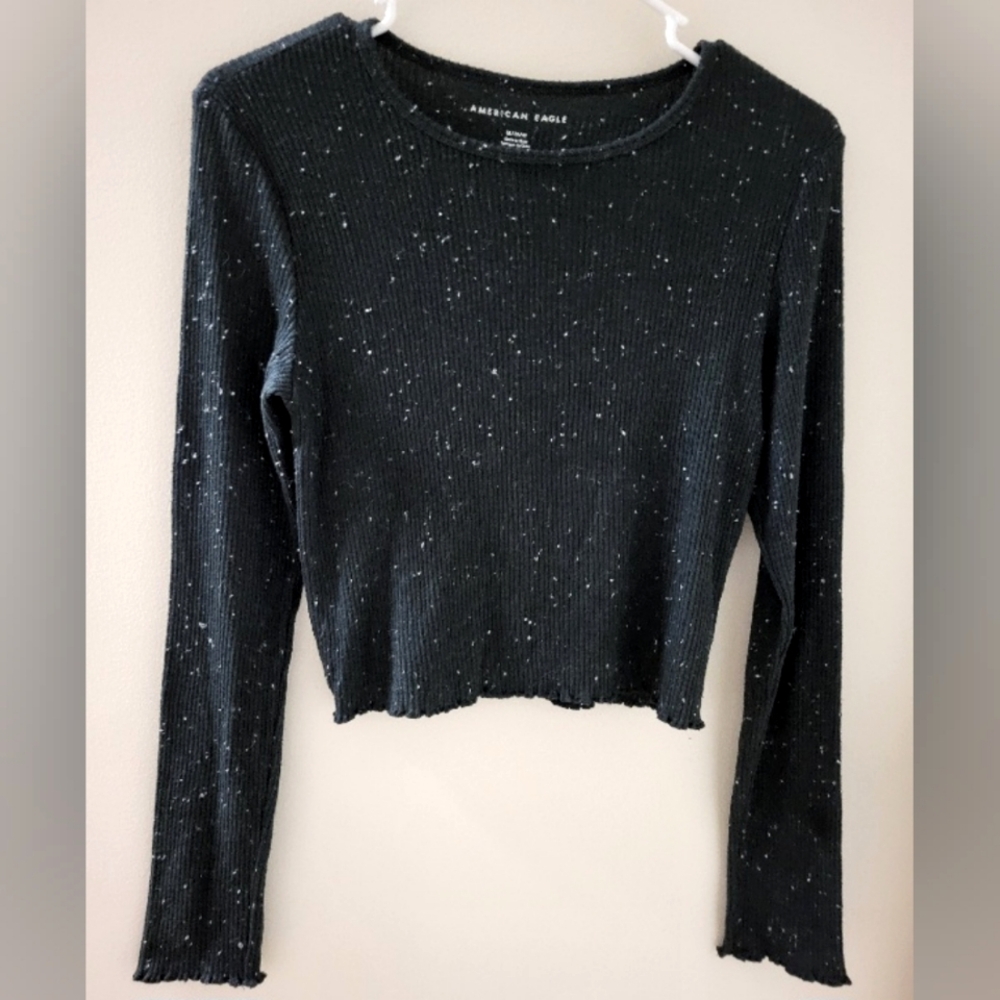 American Eagle Outfitters Black  Crop Blouse